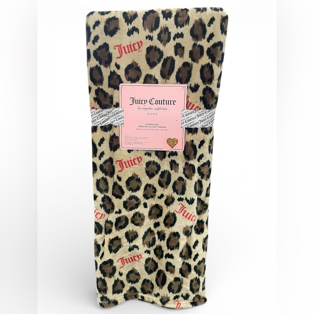 Juicy Couture Oversized Plush Throw Leopard Cheetah Safari 60x70  NEW NWT